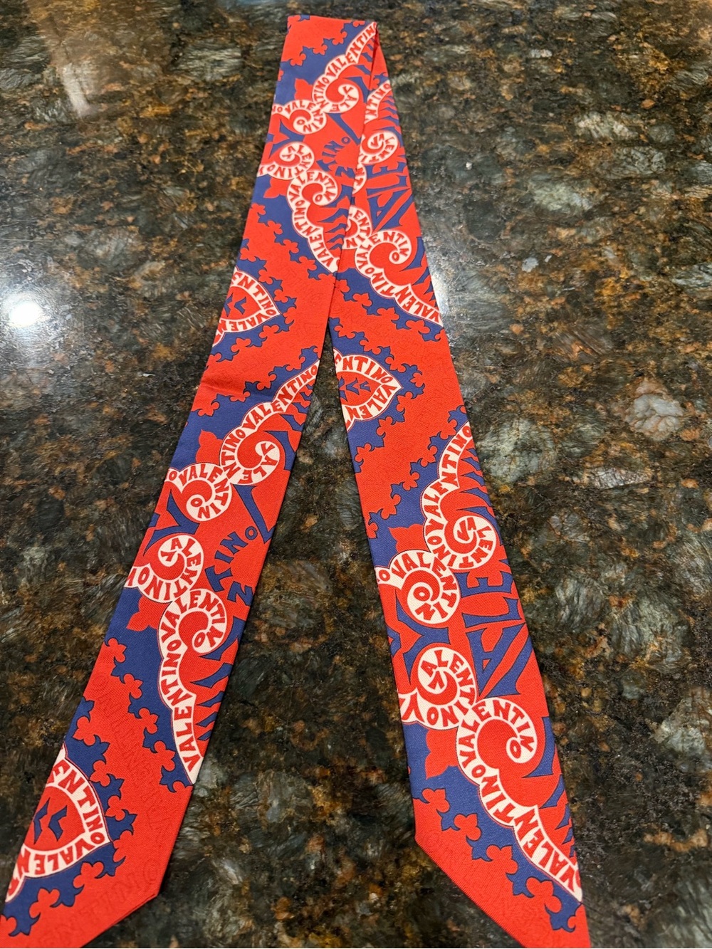 Valentino Red & Blue Patterned Tie Scarf